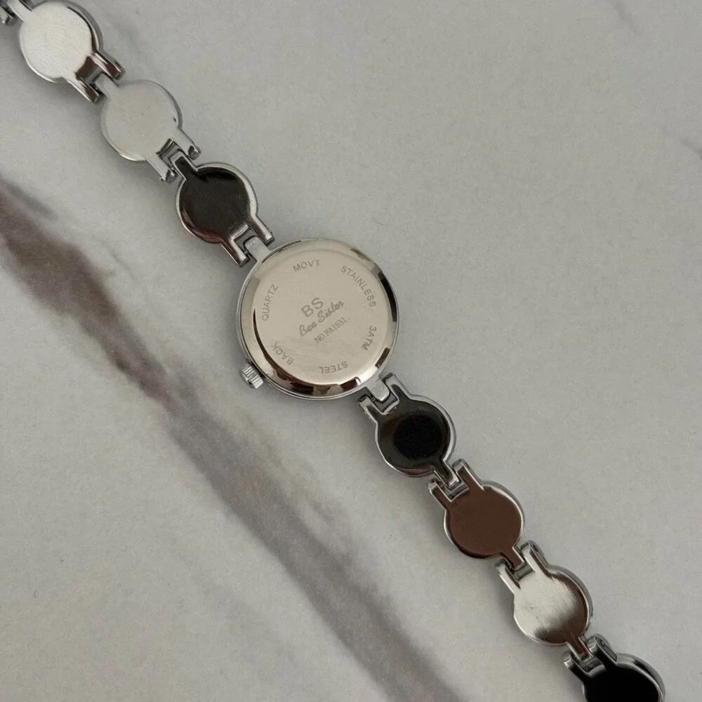 SKU:0121 cute vintage style silver mini watch bracelet with white‎ pearls